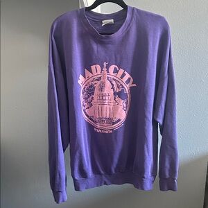 Purple Mad City Wisconsin Crewneck Sweatshirt-STAINED